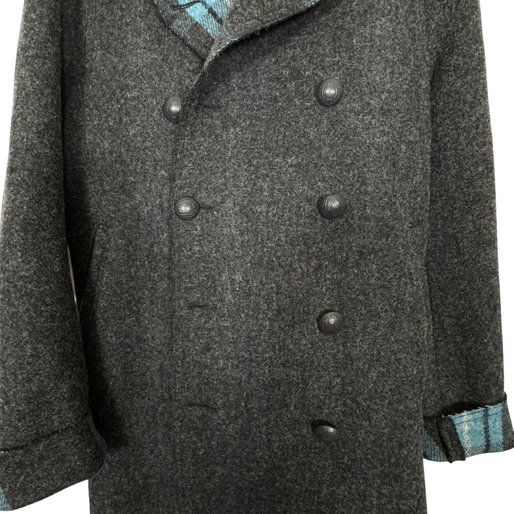 VTG DKNY Wool Blend Plaid Peacoat Women M Double Breasted Jacket Italian Y2K 90s - Picture 8 of 12
